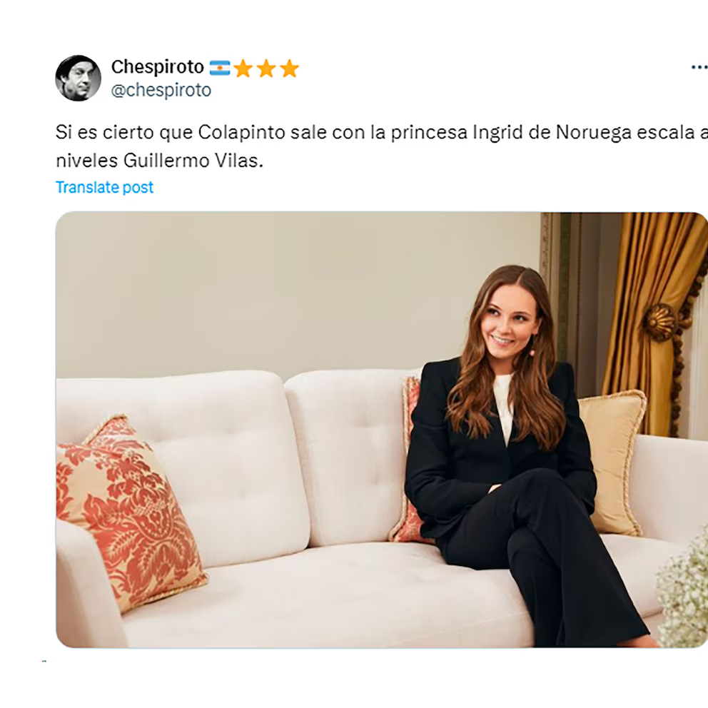 image-13 LA INSÓLITA NOVELA DEL SUPUESTO ROMANCE DE FANCO COLAPINTO Y LA PRINCESA DE NORUEGA: LO MEJORES MEMES Y REACCIONE