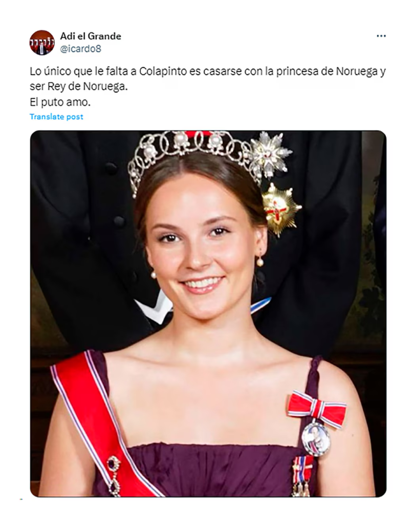 image-17-768x1024 LA INSÓLITA NOVELA DEL SUPUESTO ROMANCE DE FANCO COLAPINTO Y LA PRINCESA DE NORUEGA: LO MEJORES MEMES Y REACCIONE