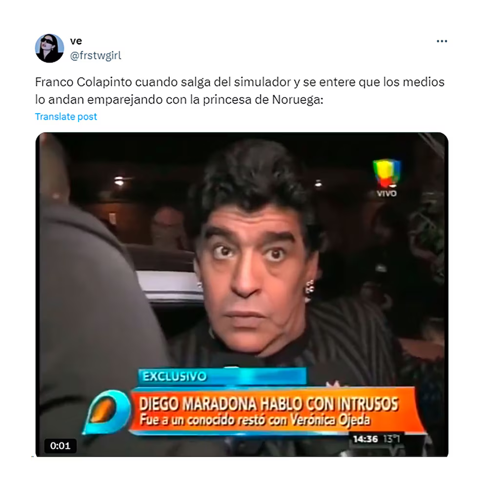 image-19 LA INSÓLITA NOVELA DEL SUPUESTO ROMANCE DE FANCO COLAPINTO Y LA PRINCESA DE NORUEGA: LO MEJORES MEMES Y REACCIONE