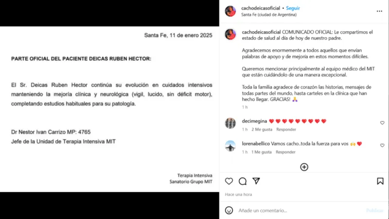 image-14 CÓMO ESTÁ LA SALUD DE CACHO DEICAS, LÍDER DE LOS PALMERAS, TRAS SUFRIR UN ACV: EL NUEVO PARTE MÉDICO